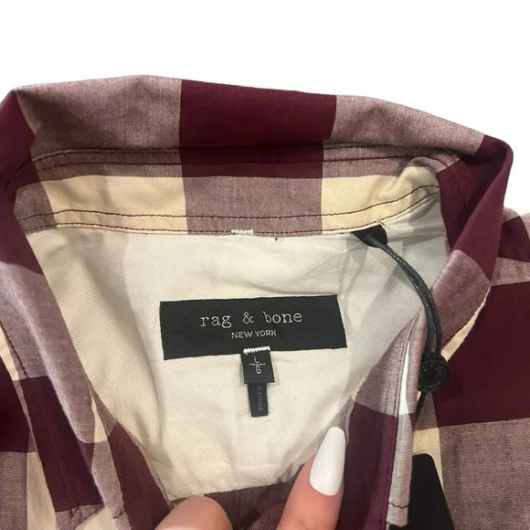 NWT Rag & Bone Men's Fit 2 check Collard Shirt Size Large - Picture 3 of 6